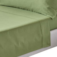 SATIN-BETTLAKEN ohne Gummizug, Bio-Baumwolle, Fadendichte 400 - Grün, Textil (180/290cm) - Homescapes