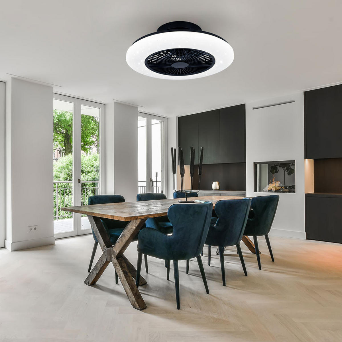 LED DECKENLEUCHTE STRALSUND Schwarz Kunststoff - Schwarz, Kunststoff (50/50/16cm)