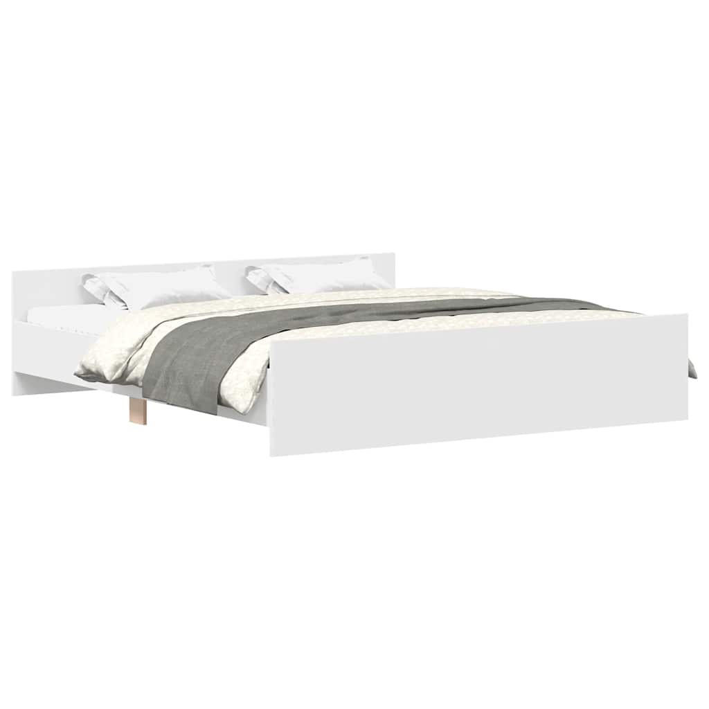 BETTGESTELL Mit Kopf- Und Fussteil Weiss 200/200 Cm - Weiß, Holzwerkstoff (200/200cm) - vidaXL