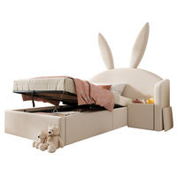 POLSTERBETT 90/200 cm Beige aus Samt mit Bettkasten und Nachttisch - Beige, Textil (90/200cm) - OKMYHOME