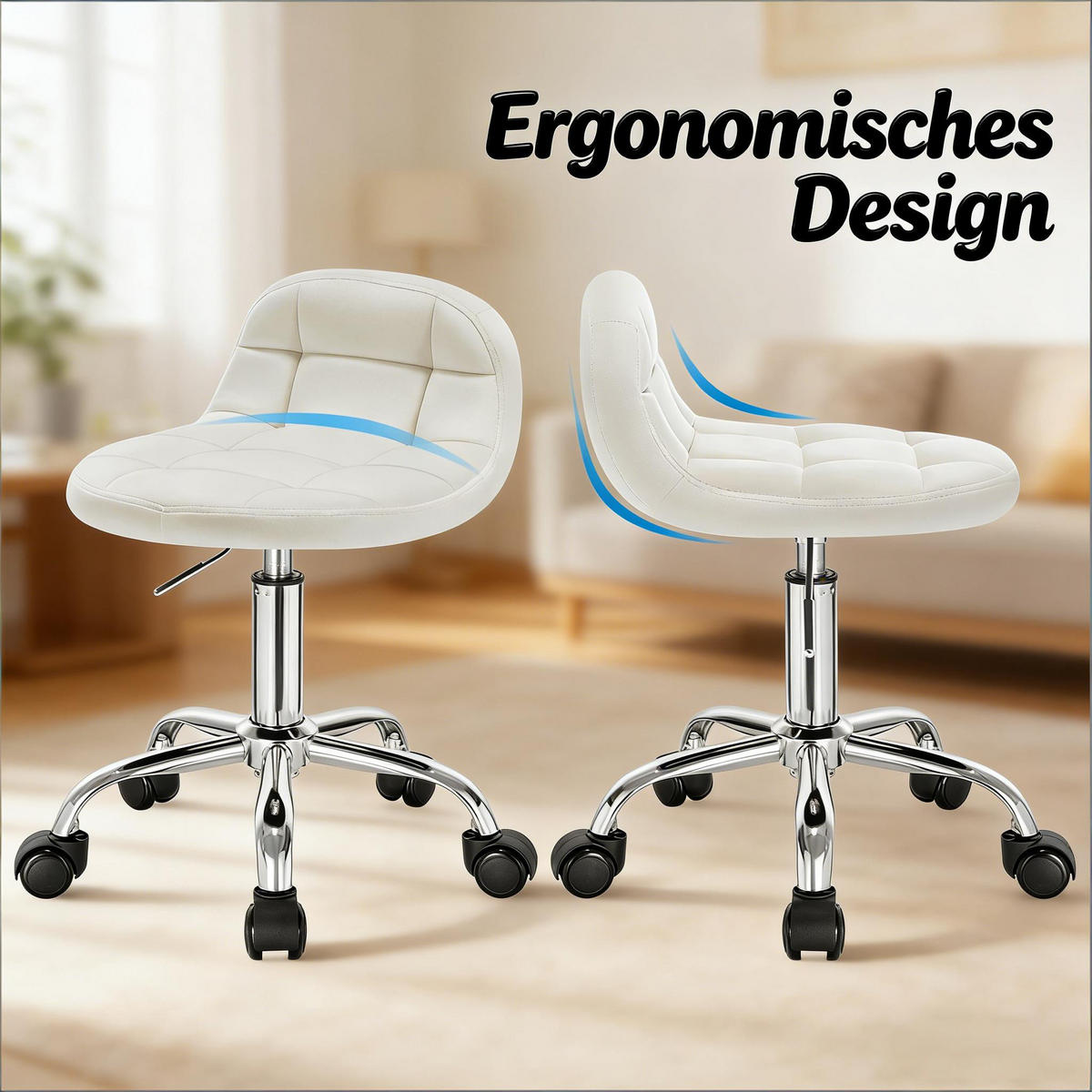 HOCKER Cremeweiß 38/31/68 cm - Creme, Metall (31/68/38cm) - PANGIVO