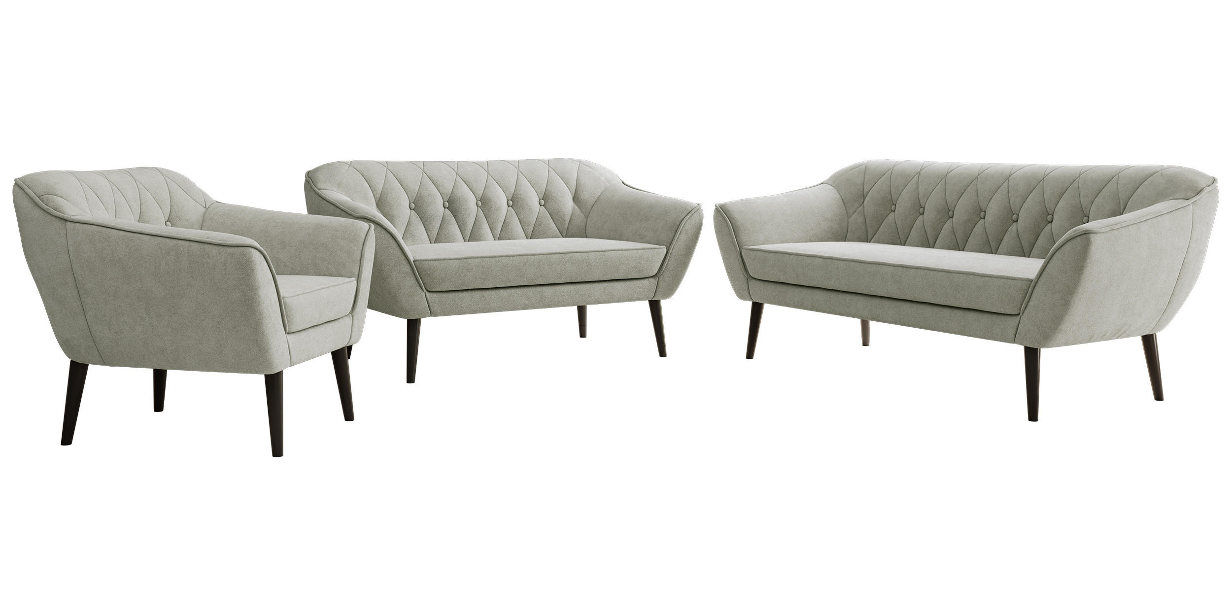 MKS Sitzgarnitur Silber 180x75x74 cm