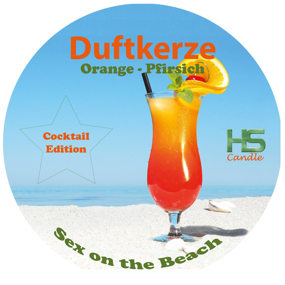 DUFTKERZE "Cocktail Edition" Sex on the Beach - Orange, Naturmaterialien (13/8cm)
