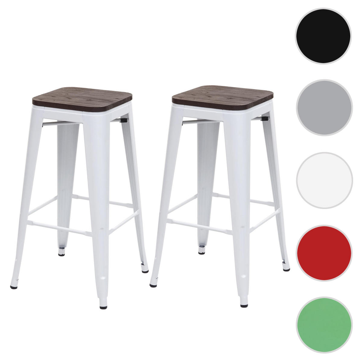 BARHOCKER Weiß 2er-Set - Weiß, Holz (42/76/42cm) - MCW