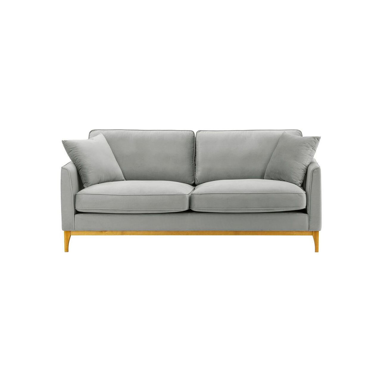 DREISITZER-SOFA Linara-Velluto 15 - Hellgrau, Holz/Textil (201/91/95cm)