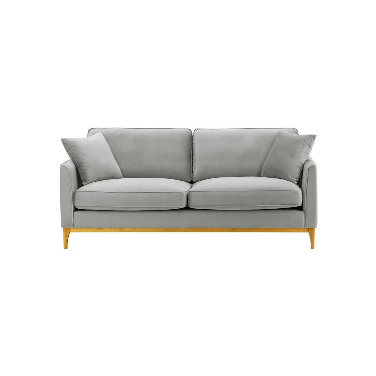 DREISITZER-SOFA Linara-Velluto 15 - Hellgrau, Holz/Textil (201/91/95cm)