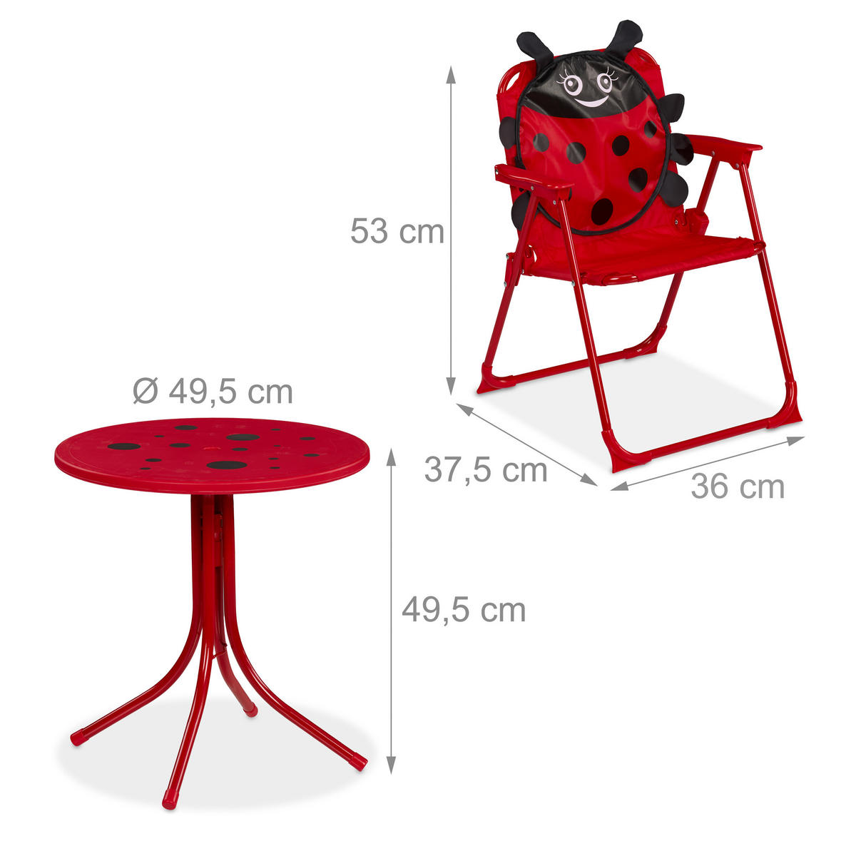 CAMPING-KINDERSITZGRUPPE - Rot, Kunststoff/Textil - Relaxdays