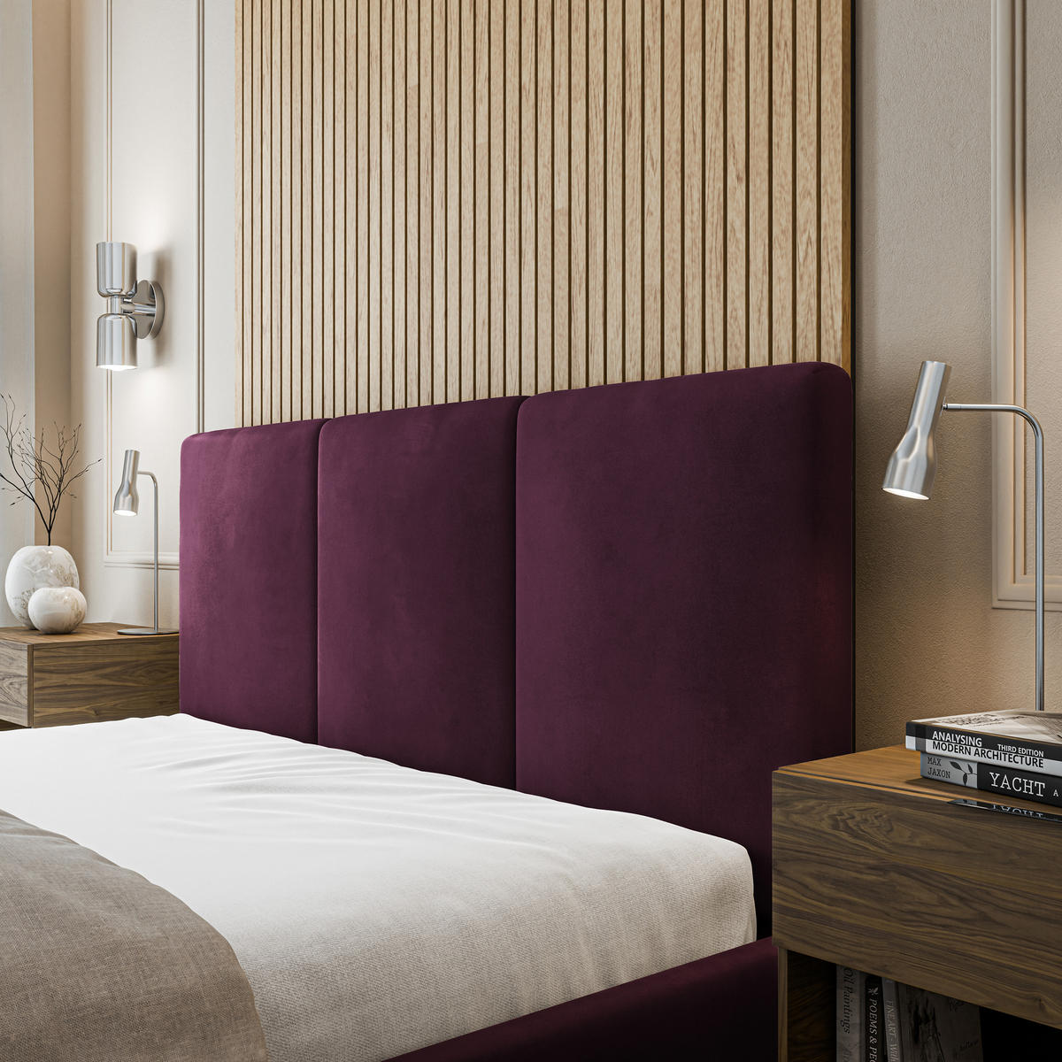 POLSTERBETT AZURI 160x200 cm mit Bettkästen - Violett - Violett, Holz (160/200cm) - MASSENO