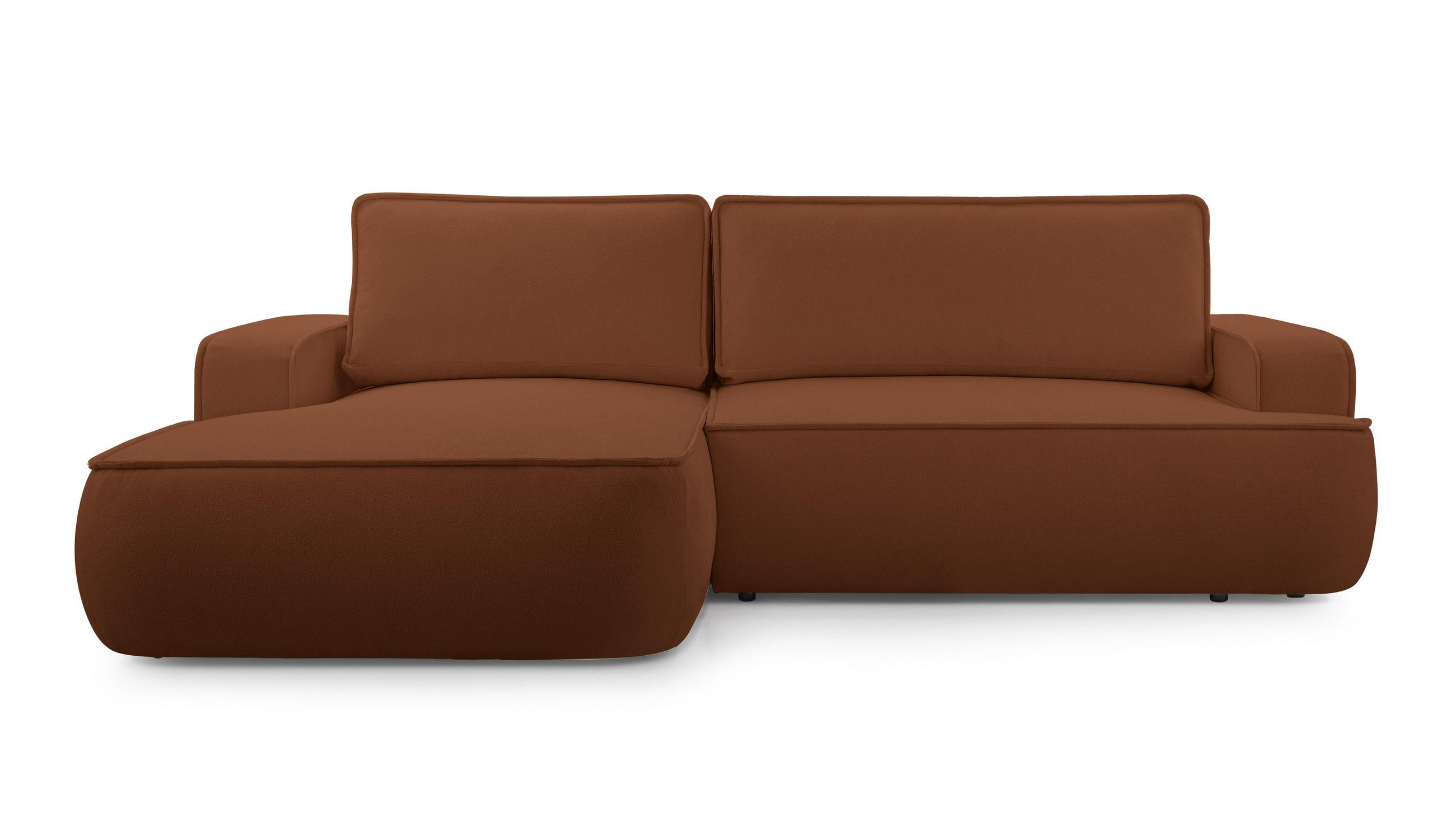 ECKSOFA L Form Ablia Ziegelrot 267/168/87 cm mit Schlaffunktion L - Dunkelorange/Schwarz, Kunststoff/Textil (168/267cm) - AX Living