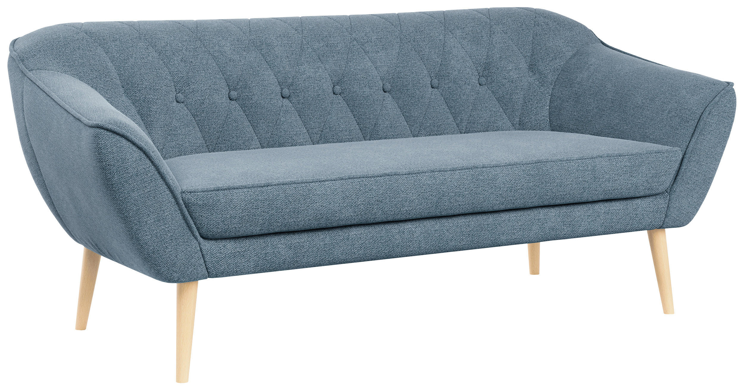 SOFA Pirs 3 Sitzer Strukture Blau - Blau/Braun, Holz/Textil (180/75/74cm) - MKS