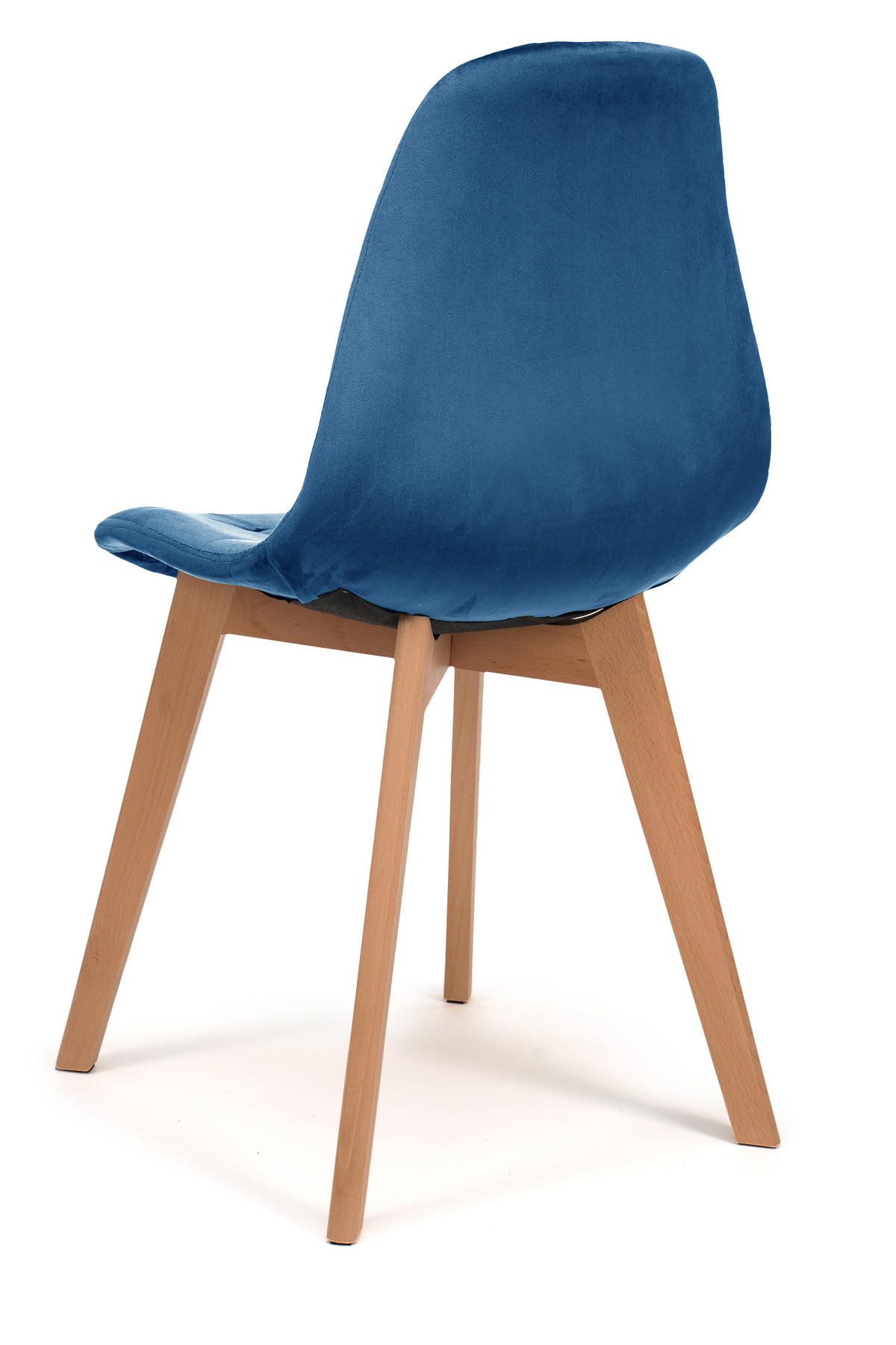 STUHL VEGAS im skandinavischen Stil - marineblau - Samt Velours - Dunkelblau/Naturfarben, Holz/Kunststoff (47/86/42cm) - NEW HOME