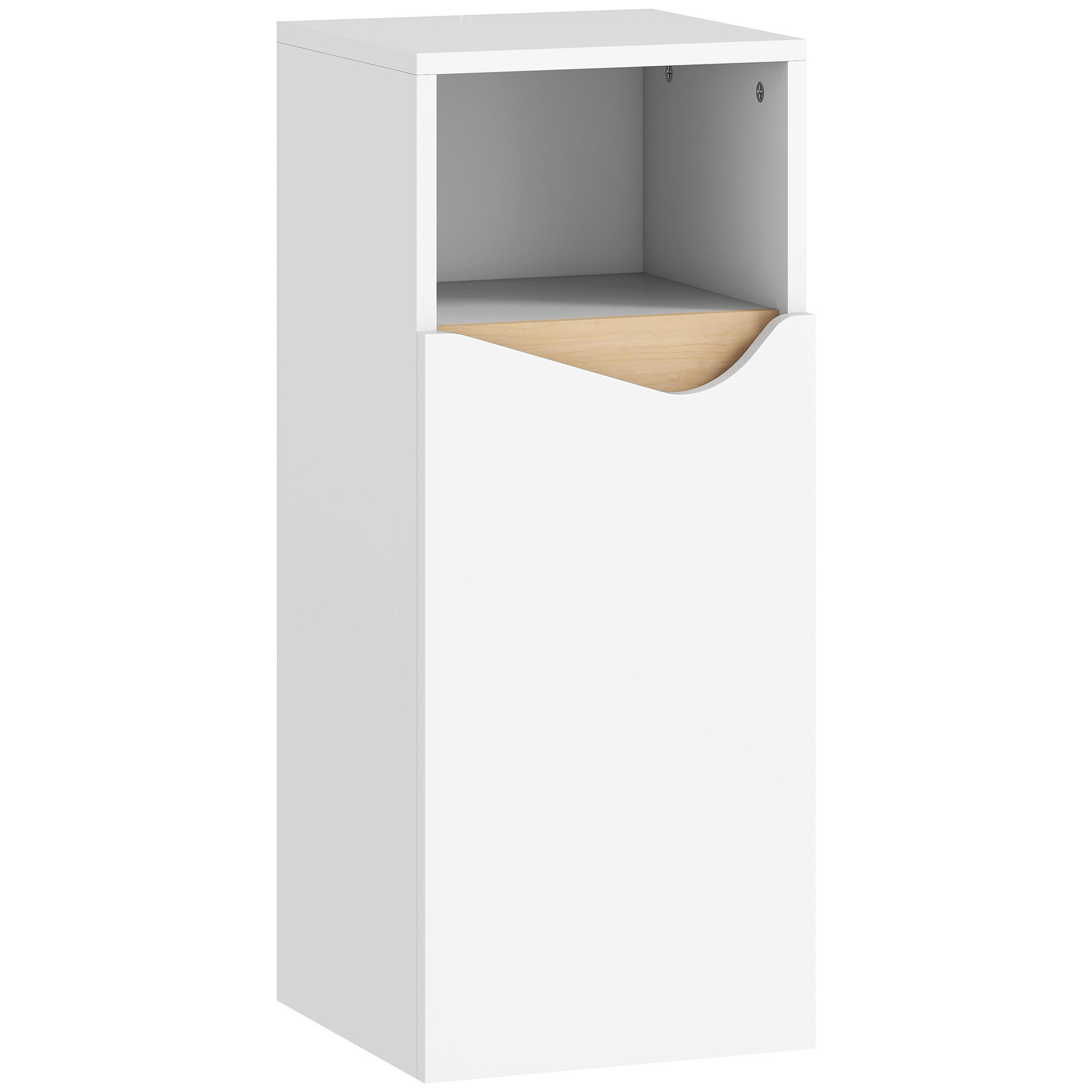 BADEZIMMERSCHRANK Schmal Badschrank mit Verstellbaren Ablagen, offenem Fach - Weiß, Holzwerkstoff (30/71.5/30cm) - HOMCOM