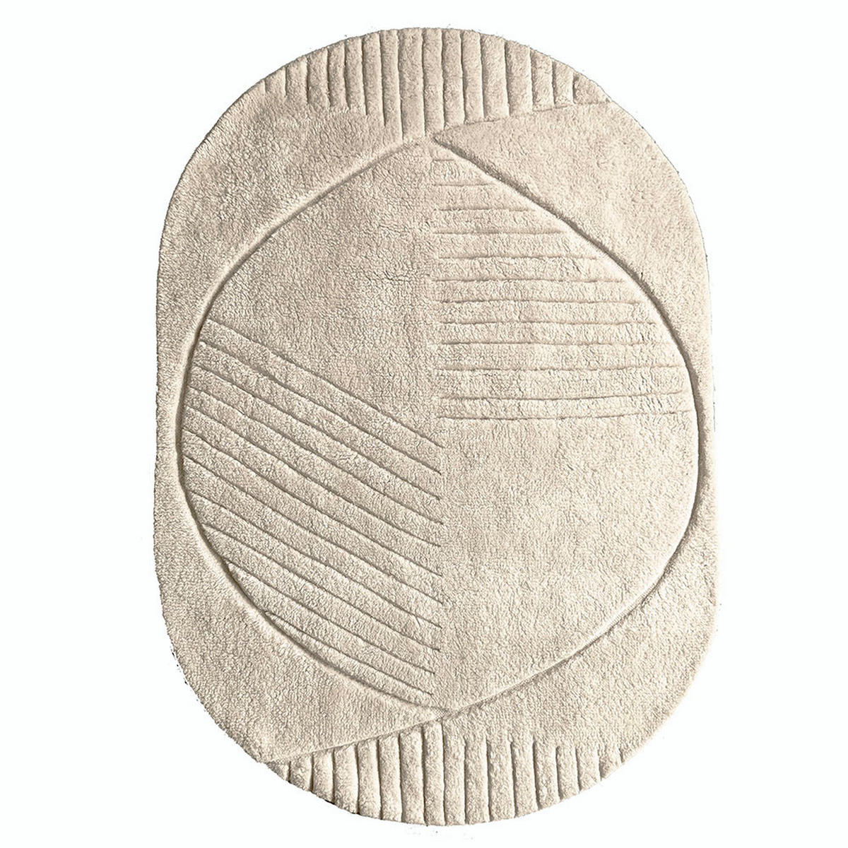 WOLLTEPPICH Oval Funky cremefarben 160 x 240 - Weiß, Textil (160/240cm) - Malagoon