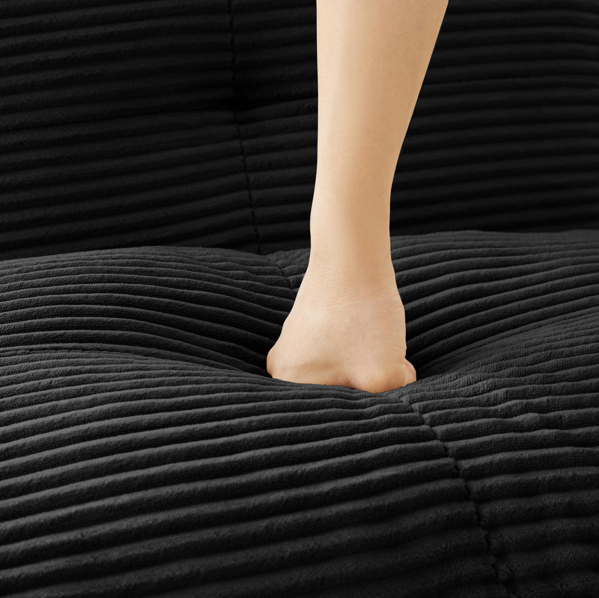3-SITZER Sofa montagefrei mit Tiefsitz, Cordbezug und rutschfester Basis, Schwarz - Schwarz, Textil (293/69/177cm) - Redom