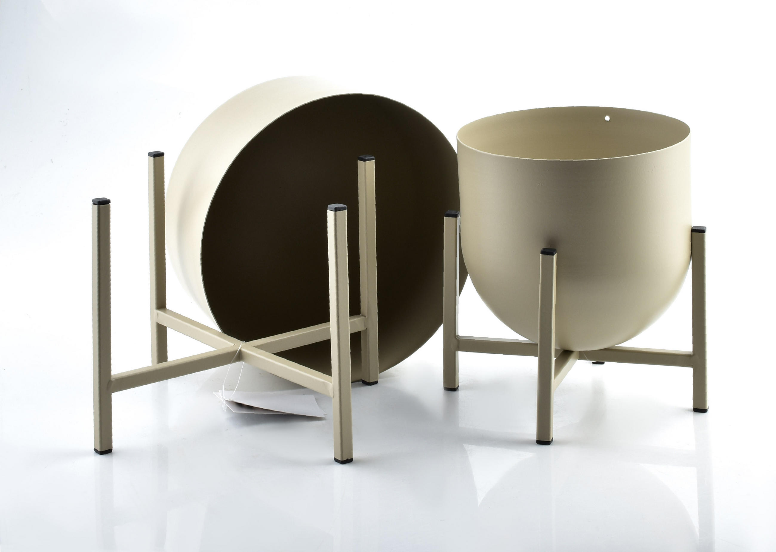 BLUMENTÖPFEN Swen Beige 24/24/26 cm Metall - Beige, Metall (24/26cm) - Mondex