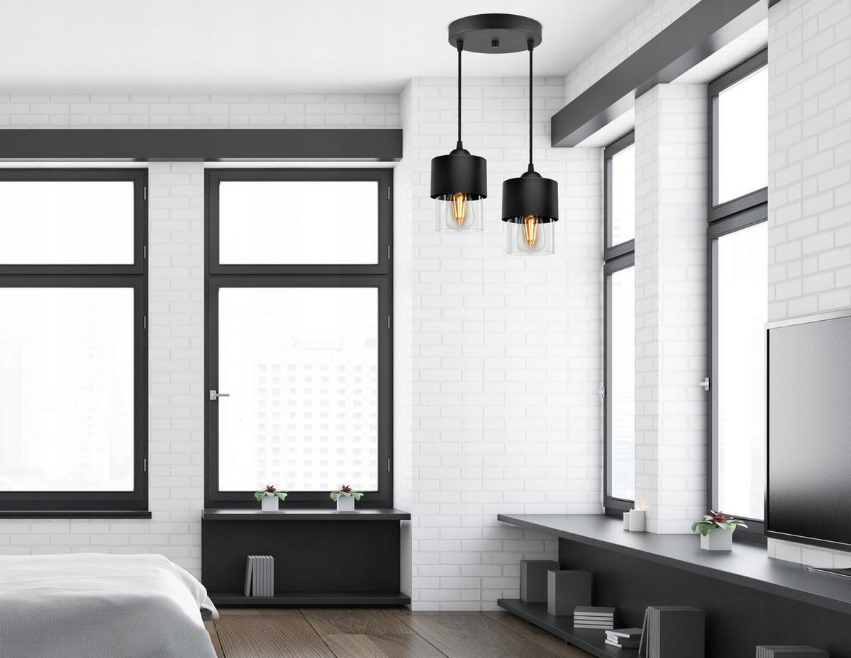 PENDELLEUCHTE Hege - Transparent/Schwarz, Glas/Metall (25/25/70cm) - kiki design