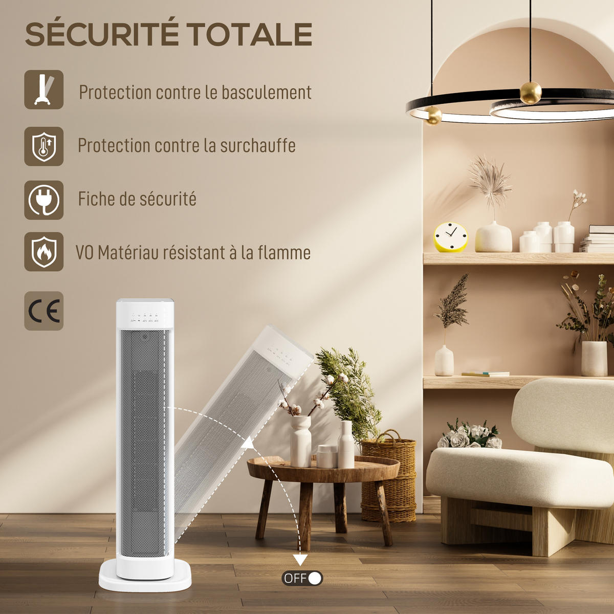 HEIZLÜFTER DE-17058 PTC 2000 W mit Timer & Fernbedienung Weiß - Weiß, Kunststoff (19.7/61/21cm) - ComfortXL