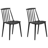 ÉTKEZŐSZÉK 2 darabos Szett Műanyag Fekete Ventnor - fekete, műanyag (49/83/41cm) - Beliani
