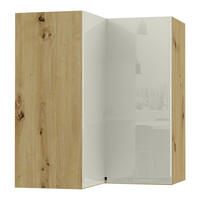 ECKHÄNGESCHRANK Florence W12/60 Eiche Artisan / RAL 1013 perlweiß HG 60 / 60 / 72cm - Vordertür links - Weiß Hochglanz/Eiche Artisan, Holz/Holzwerkstoff (72/60/60cm) - Feldmann-Wohnen