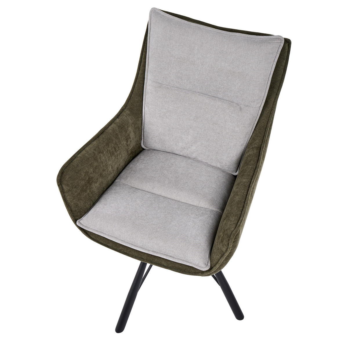 JÍDELNÍ ŽIDLE otočná Žinylková látka Světle šedá/Tmavě zelená Anneberg - světle šedá, textil (60/94/64cm) - Beliani