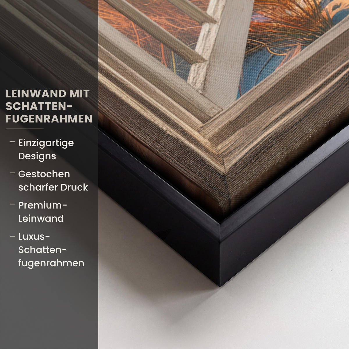 LEINWAND Bilder mit Rahmen - Aussicht - Fenster - Leuchtturm - Sonnenuntergang - Strand - 50x50 - Dunkelorange, Textil (50/50cm) - MuchoWow
