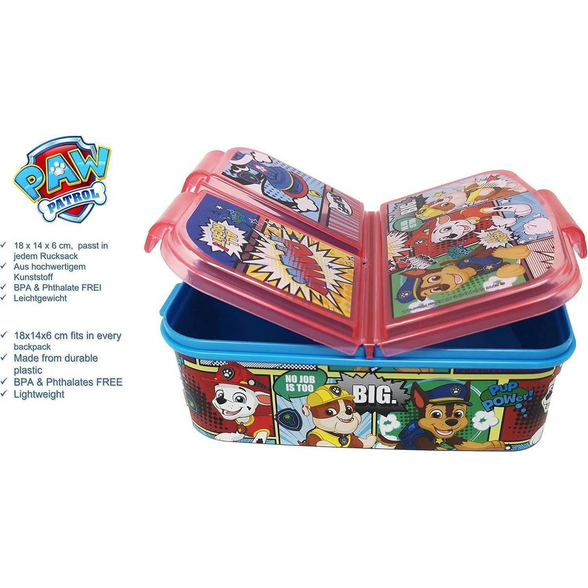 BROTDOSE mit Fächern Paw Patrol 18 cm - Multicolor, Kunststoff (14/6/18cm)