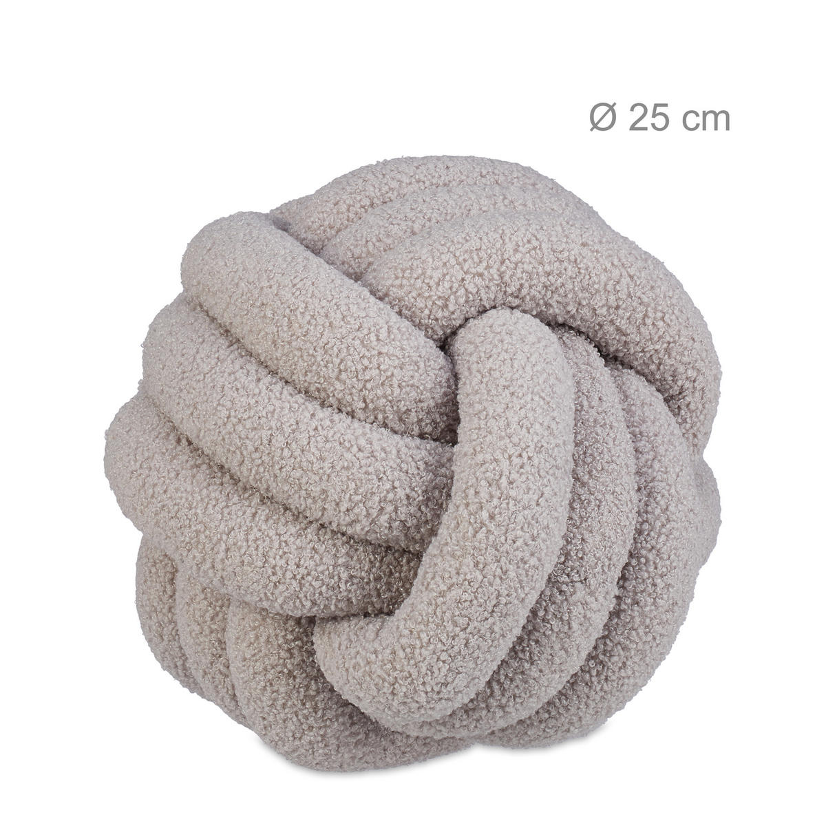 KNOTENKISSEN - Grau, Kunststoff/Textil (25/25cm) - Relaxdays