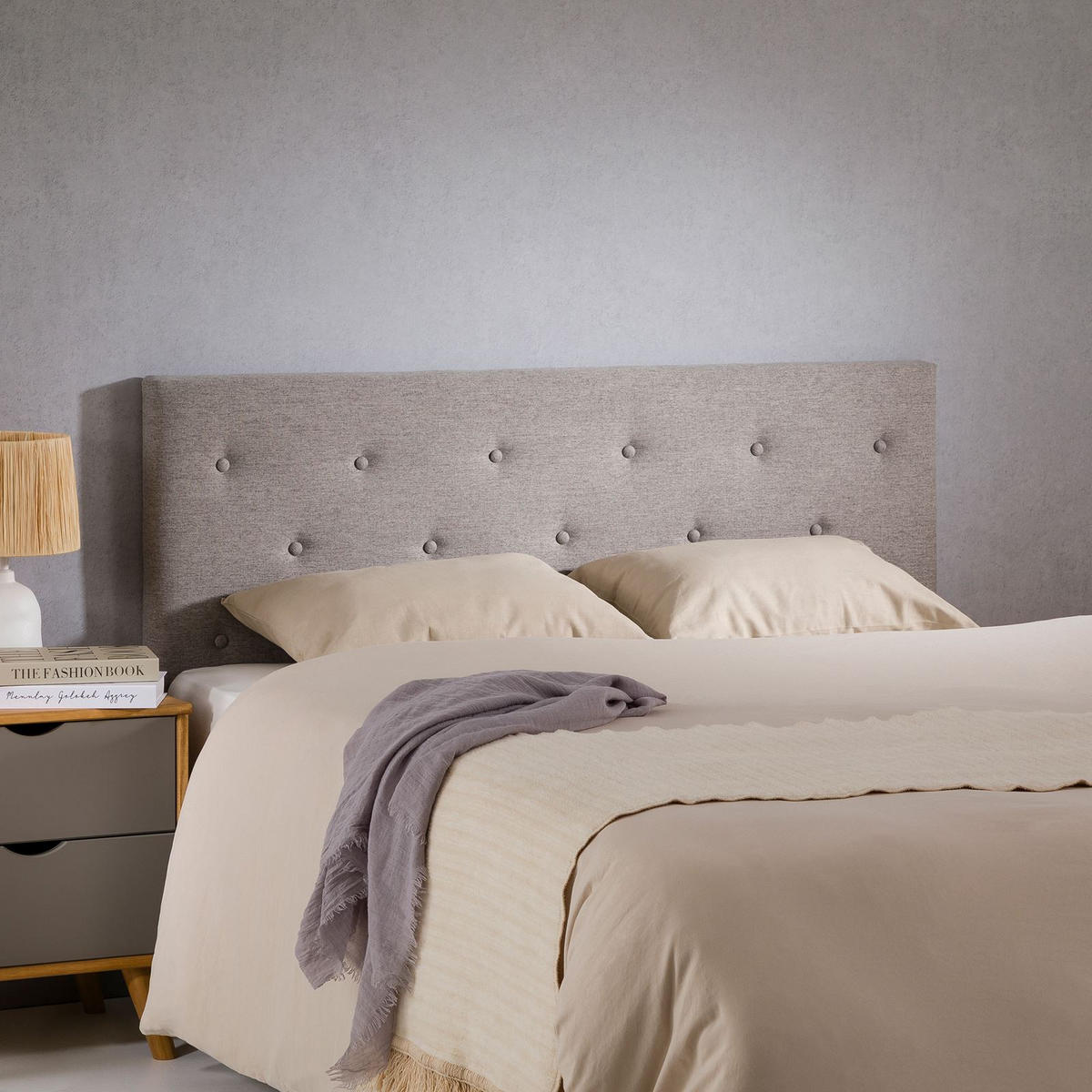 KOPFTEIL LULINE 160X190 CM - Grau, Textil (160/92/7cm) - IDIMEX