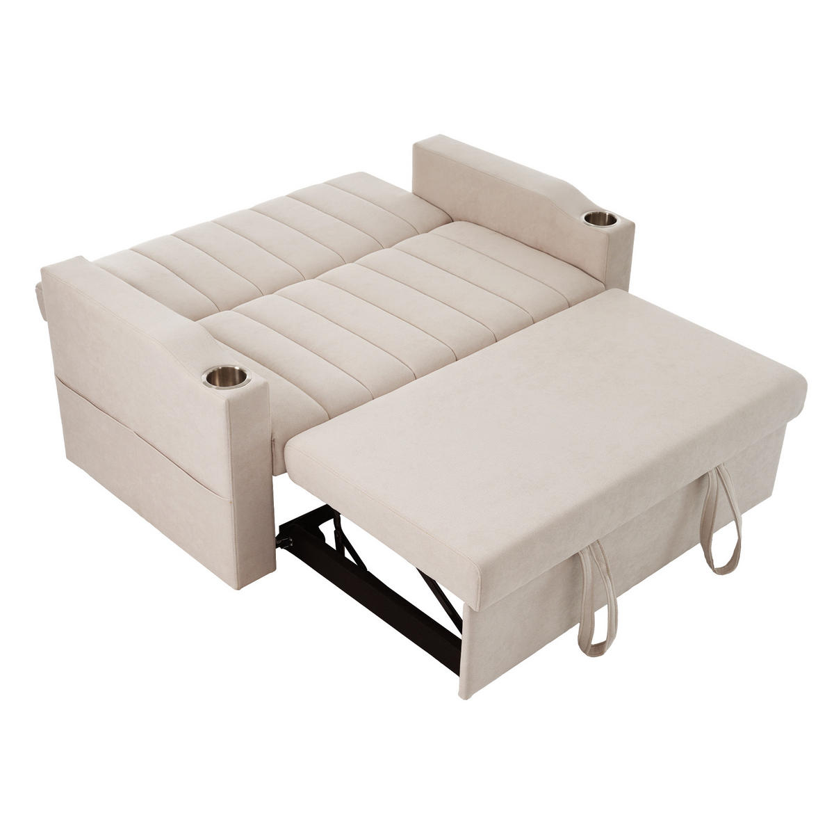 SCHLAFSOFA mit verstellbarer Rückenlehne 136 x 162 cm Beige 2-Sitzer - Beige, Metall (162/84/136cm) - Meubliv