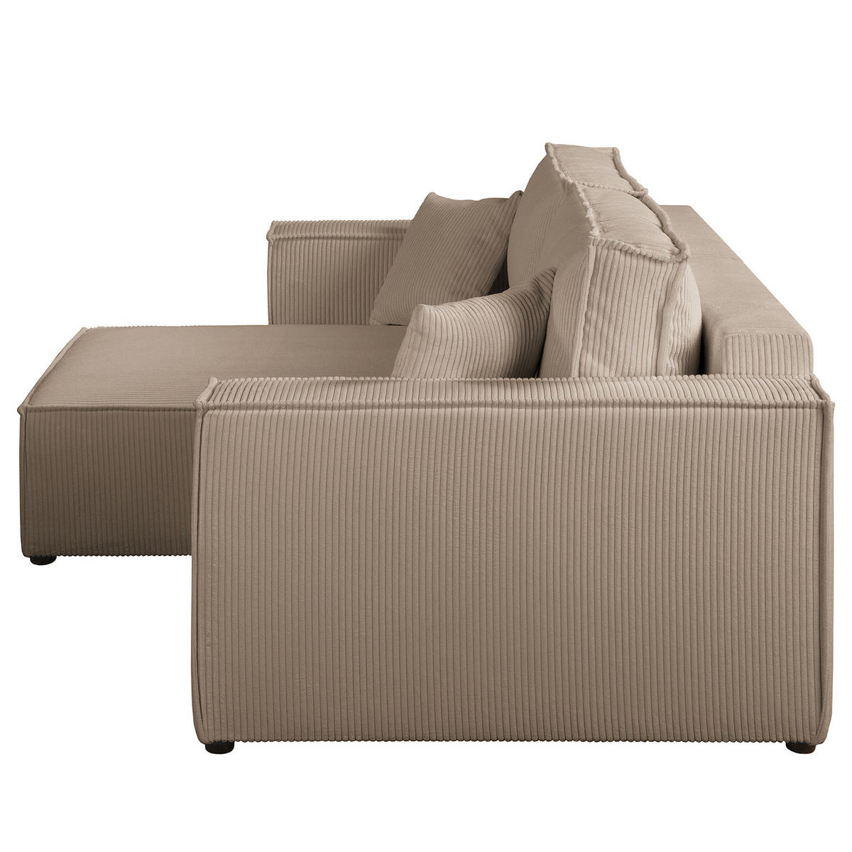 ECKSOFA mit Schlaffunktion - 255 cm - Schwarz/Cappuccino, Kunststoff/Textil (255/148cm) - home24