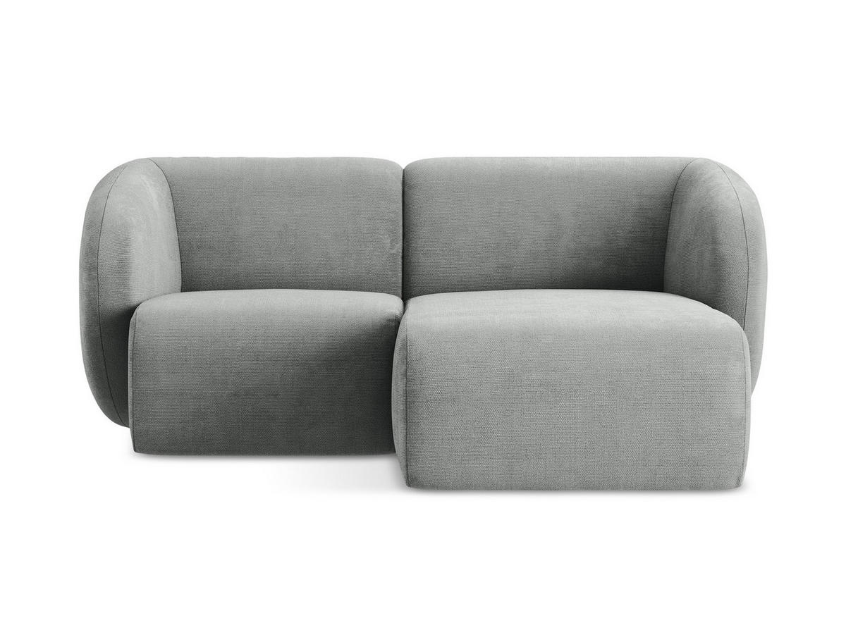ECKSOFA Rechts Chenille Stoff Grau - Schwarz/Grau, Holzwerkstoff/Kunststoff (178/166cm) - Makamii