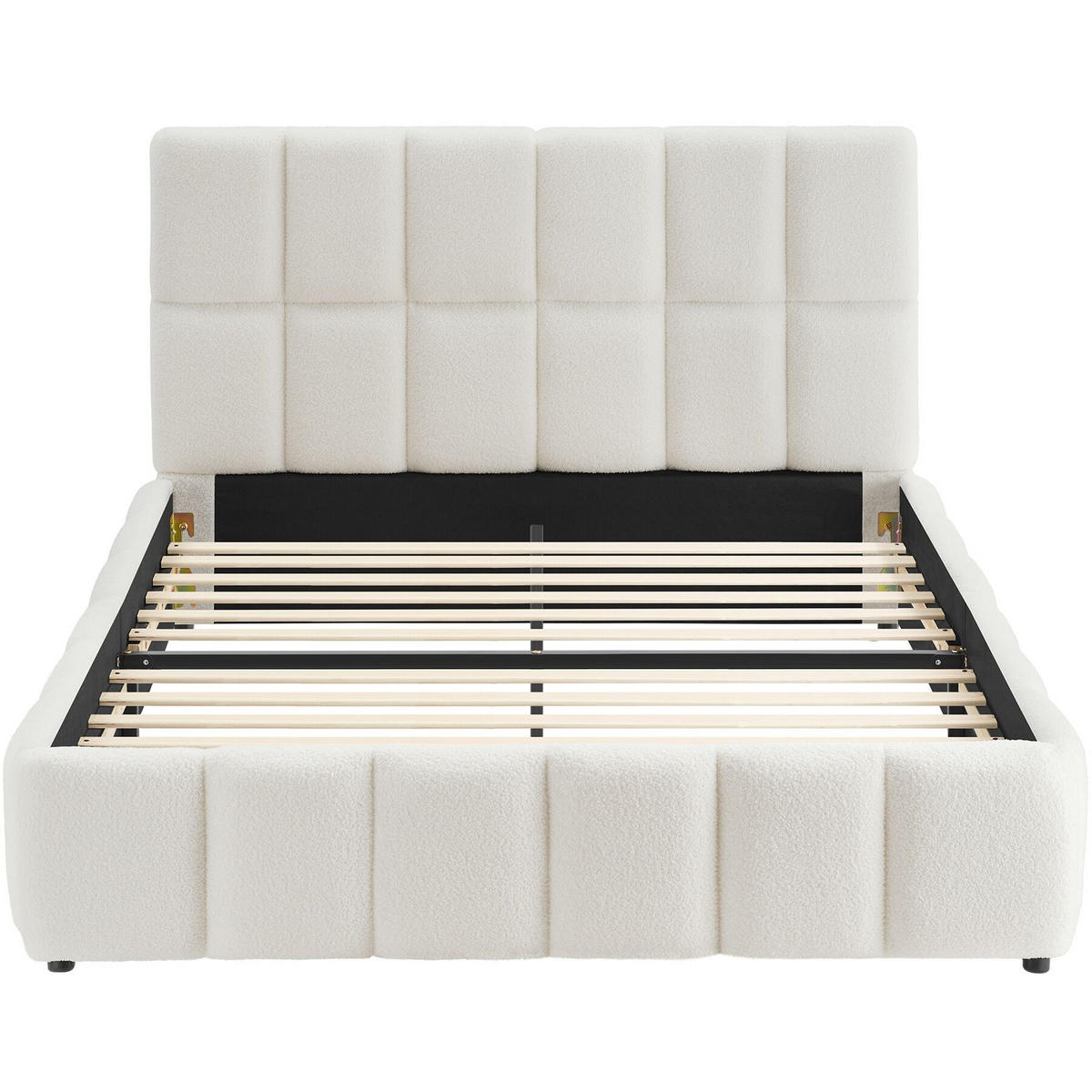 POLSTERBETT Shirley, Belastbarkeit 250 kg, Teddy creme - Creme, Holz (120/200cm) - tectake