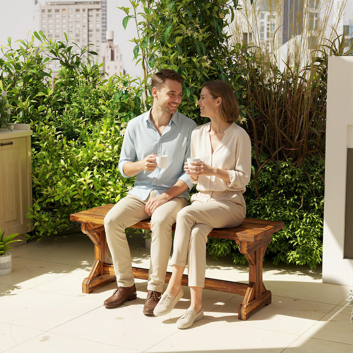 2-SITZER Gartenbank wetterfest Sitzbank aus Holz Parkbank mit X-Basis Verkohlt - Braun, Holz (40/46/114cm) - Outsunny