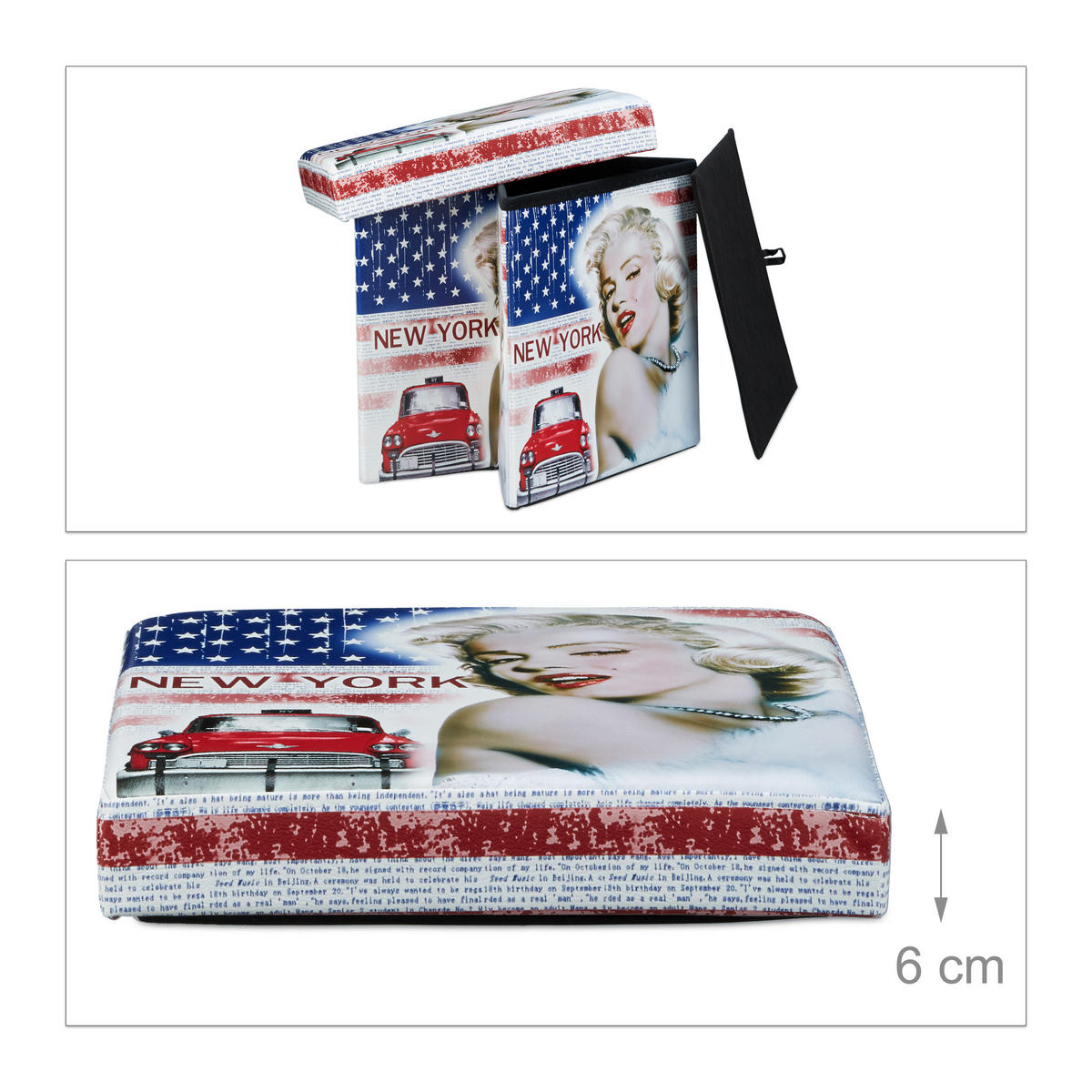 SITZHOCKER - Multicolor, Holzwerkstoff/Kunststoff (38/38/38cm) - Relaxdays