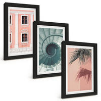BILDER SET 3er Set - 20x30 cm Schwarzer Rahmen - Pastellfarbene Spiralarchitektur - Schwarz, Kunststoff (20/30cm) - TULUP