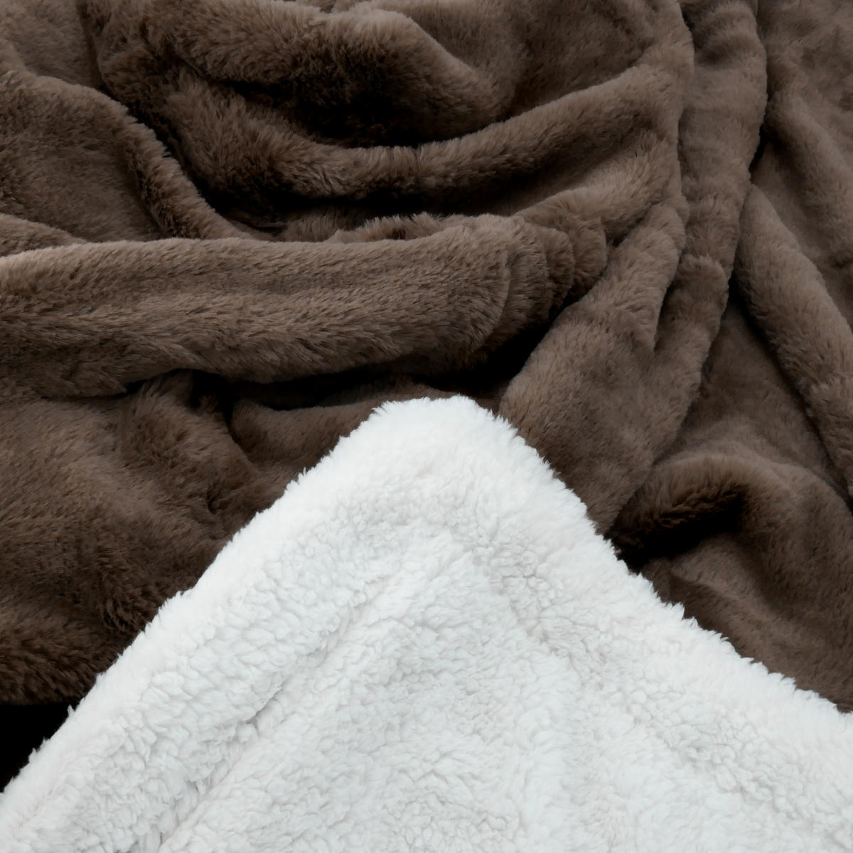 DECKE in „Kaninchen“ Optik Cocoon 130x170 Dunkelgrau - Braun, Textil (130/170cm) - LE COMPTOIR DE LA PLAGE