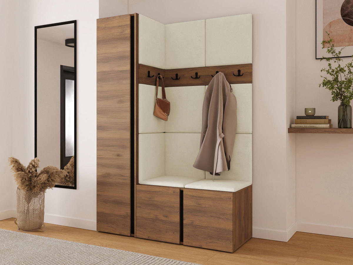 MOBILIER PENTRU HOL Orion IX - bej/culoare lemn de nuc, material plastic/compozit lemnos (124/186/46cm) - MIRJAN24