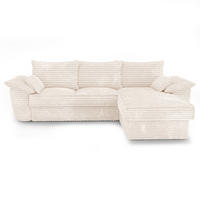 ECKSOFA RECHTS Gerippter Samt XXL Creme 257cm - Creme, Textil (257/168cm) - Sia Home