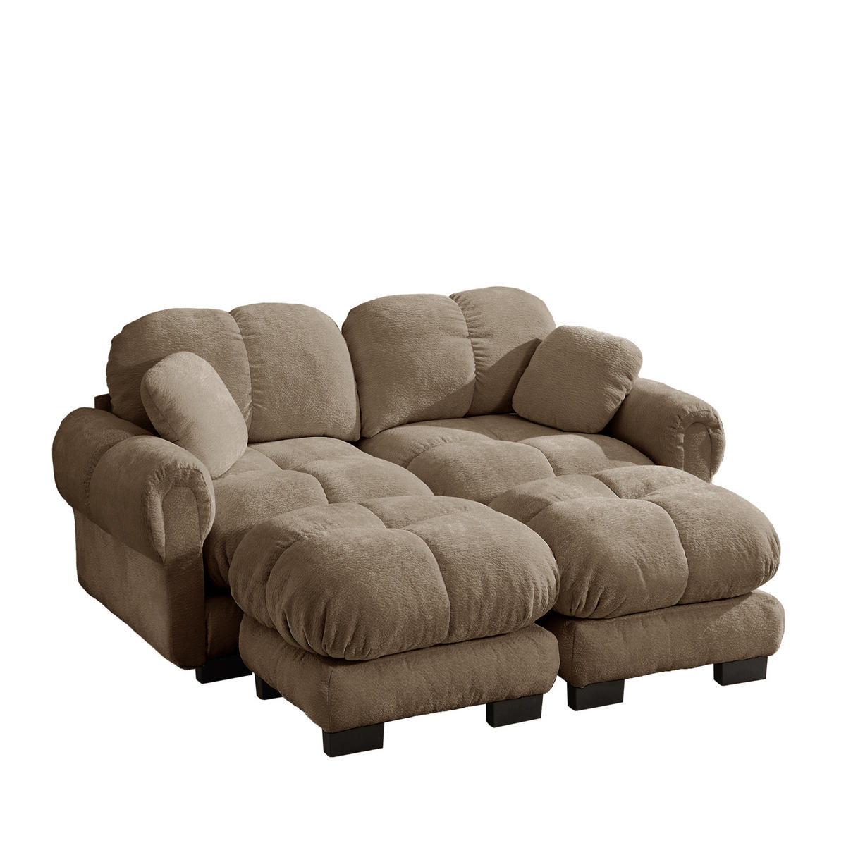 SOFA 2-Sitzer aus Chenille Braun - Braun, Holz (149/90/190.1cm) - Meubliv