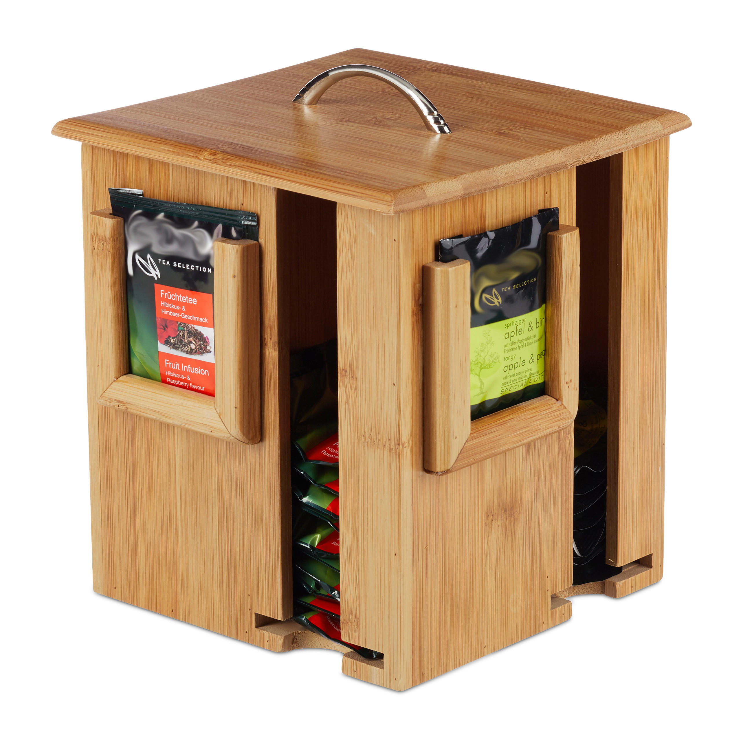 TEEBOX - Hellbraun, Holz/Metall (18/20.5/18cm) - Relaxdays