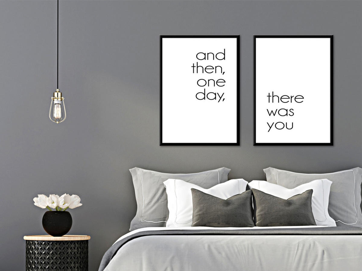 BILD mit Rahmen 2er Set 51x71 cm Spruch: Liebe - Weiß, Holz (51/71cm) - artissimo