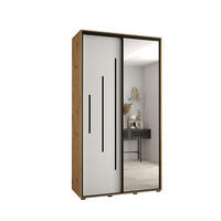 SCHWEBETÜRENSCHRANK 235,2/130/45 2-türig - Schwarz/Weiß, Holz/Metall (130/235/45cm) - Abiks Möbel