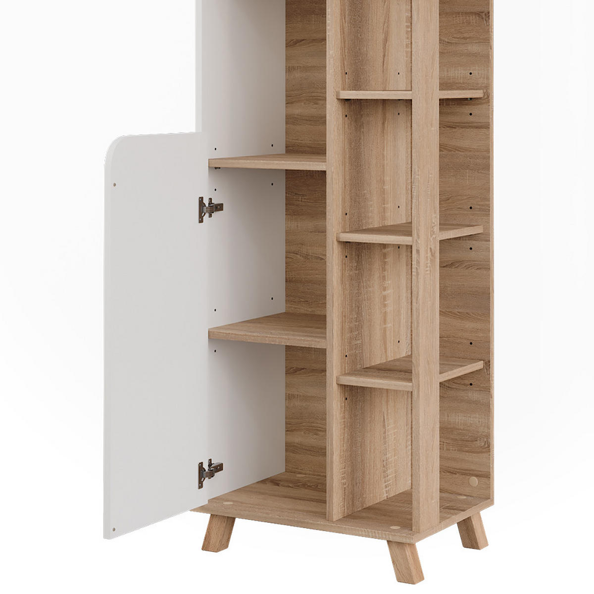BADSCHRANK Karen Sonoma/Weiß 50 x 175 cm mit 2 Türen - Weiß/Sonoma Eiche, Holzwerkstoff (50/175/35cm) - Vicco