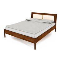 BETT MIT RATTANKOPFTEIL INA 180x200 Wildeiche - Mokka, Holz (180/200cm) - byoak
