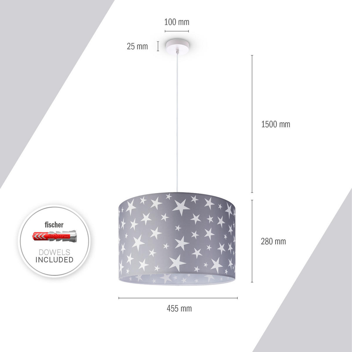 PENDELLEUCHTE Hugo Pd1 Cap 315 - Weiß, Metall (45.5/45.5/27.4cm) - Paco Home