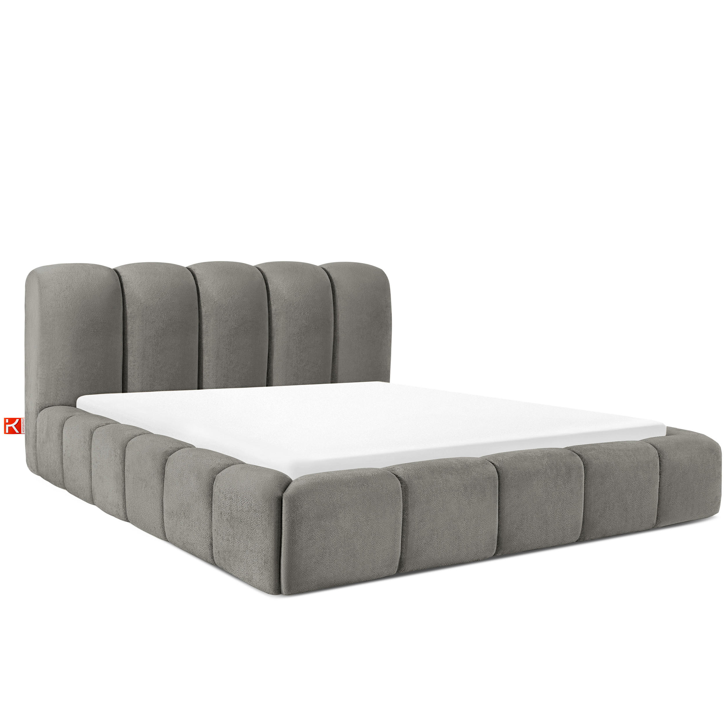 POLSTERBETT MERIDE Chenille, Dunkelgrau - Dunkelgrau/Schwarz, Holz/Textil (180/200cm) - KONSIMO®