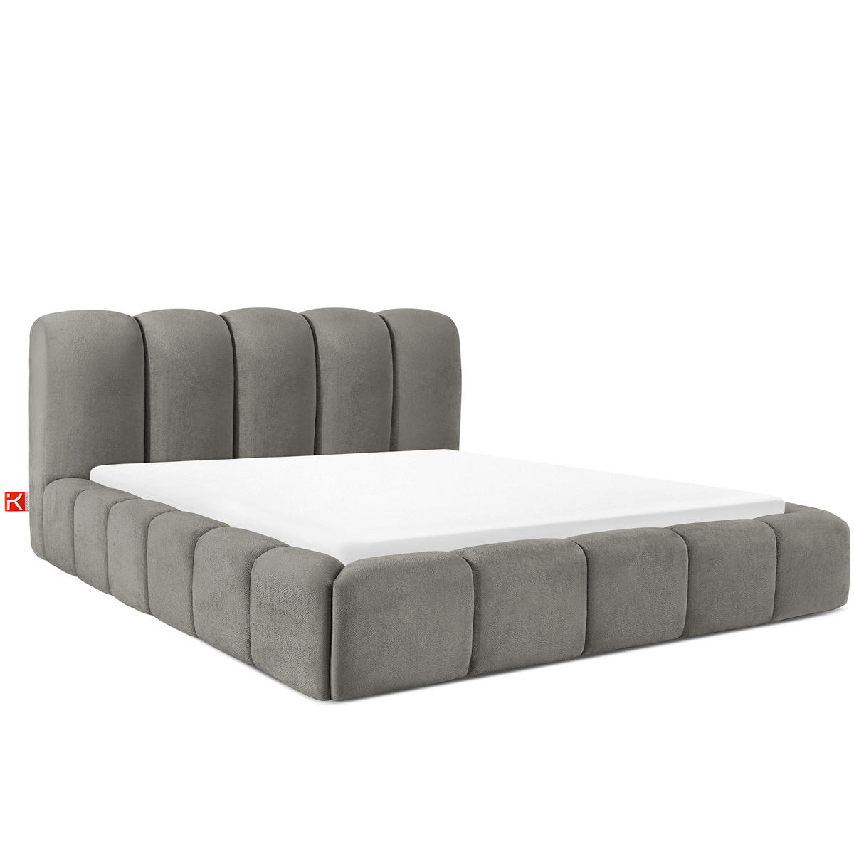 POLSTERBETT MERIDE Chenille, Dunkelgrau - Dunkelgrau/Schwarz, Holz/Textil (180/200cm) - KONSIMO®