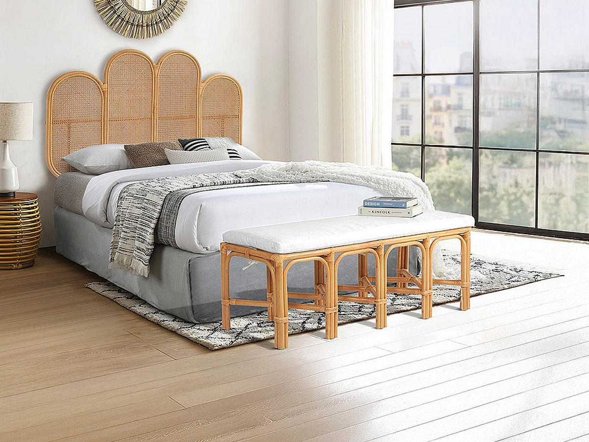 SITZBANK - 120 cmcm x 42 cmcm - Rattan - Naturfarben Hell - LUMANIO - Naturfarben, Naturmaterialien (120/46/42cm) - Vente-Unique