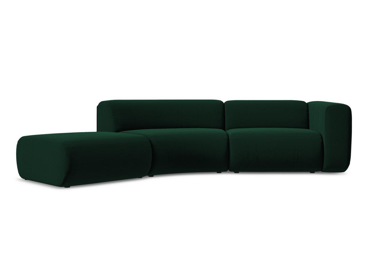 4-SITZER-SOFA Samt Stoff Grün - Dunkelgrün/Schwarz, Kunststoff/Textil (335/70/166cm) - Makamii
