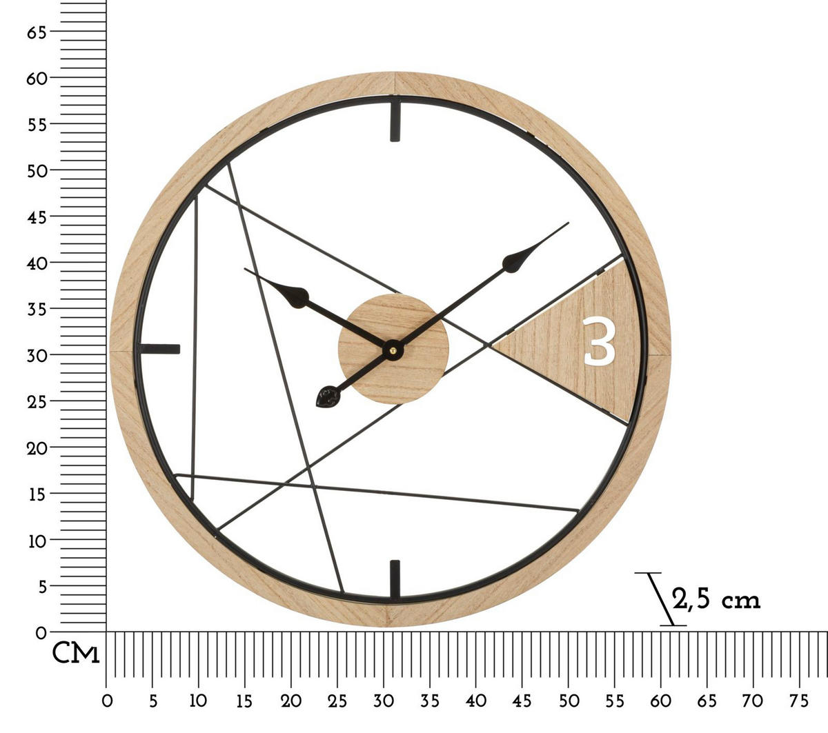 WANDUHR Geometric Ø 60 cm - Beige, Holzwerkstoff (60/60/2.5cm) - Mauro Ferretti
